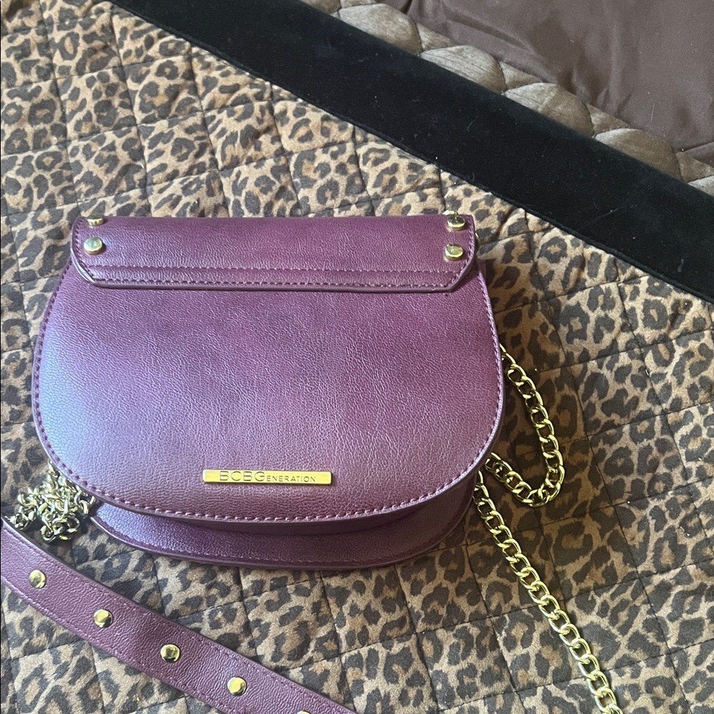 BCBGeneration Purple Crossbody Bag with Gold Chain